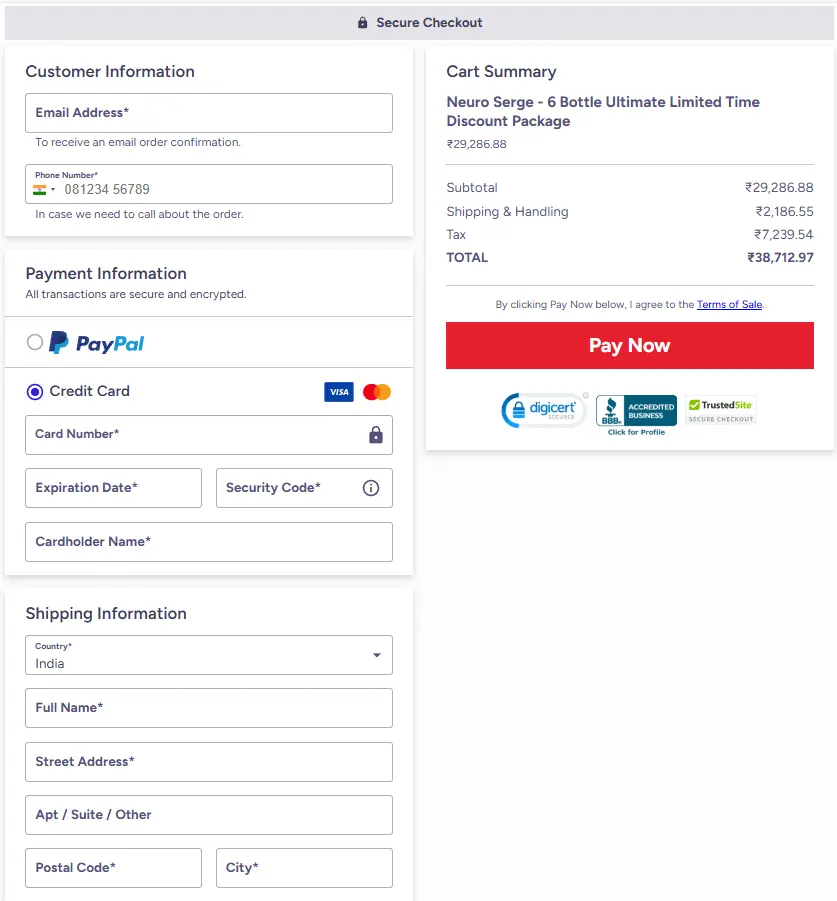 Secure Checkout Form